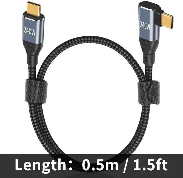 Alt view image 7 of 7 - Aomoproing 240W USB C to USB C Cable 1.5ft, Short Type C 90 Degree Charging Cable, Nylon Braided PD 3.1 Right Angle Fast Charger Cord Compatible for MacBook Pro, iPad Pro