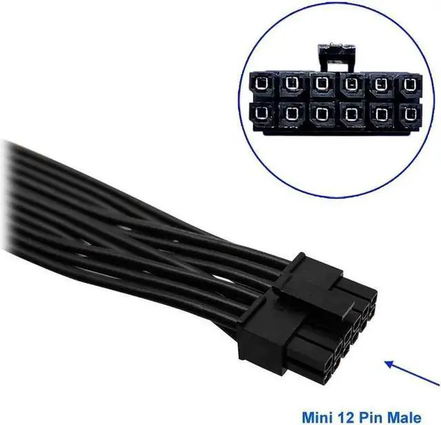 Alt view image 2 of 3 - Replacement for Dual CPU 8 Pin Male to Mini 12 Pin GeForce RTX 30 Series GPU Power Adapter Cable for Modular PSUs 25-inch(63cm)