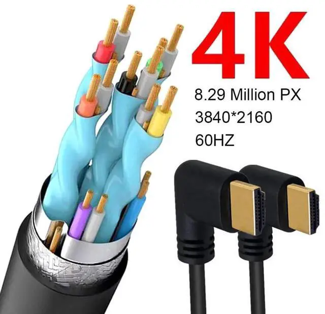 Alt view image 4 of 6 - AOMOPROING 1.5ft 18Gbps 4K@60Hz HDMI Cable, Left Angle to Left Angle HDMI 2.0 Male Adapter HD High Speed Shield Cord for Xbox HDTV PS4 PS5 Switch