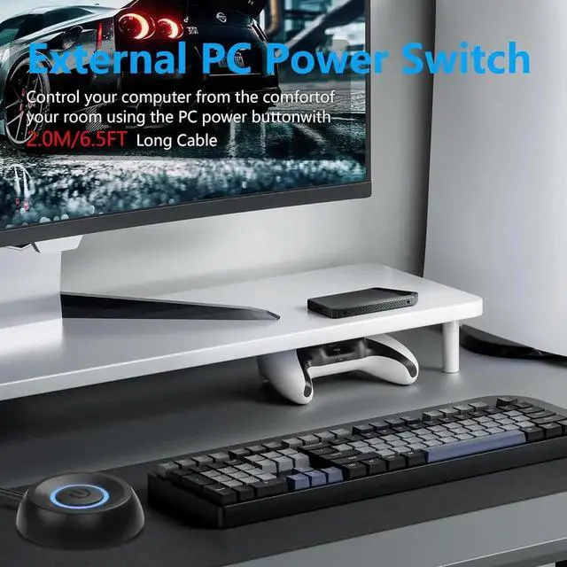 Alt view image 2 of 7 - PC Power Switch, Desktop Computer External Remote Start, Motherboard Button, Extension Cable with LED Light (Black)