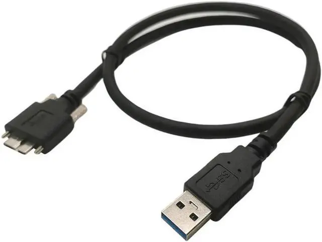 Alt view image 2 of 3 - Aomoproing 5Gbps Micro B USB 3.0 Micro B Cable Wire With Panel Mount Screw Lock Connector Cord Prevent Come off 0.6m