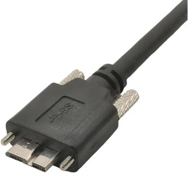 Alt view image 3 of 3 - Aomoproing 5Gbps Micro B USB 3.0 Micro B Cable Wire With Panel Mount Screw Lock Connector Cord Prevent Come off 0.6m