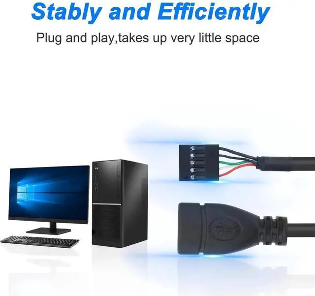 Alt view image 4 of 7 - Aomoproing USB 2.0 Female to Motherboard 9 Pin Header Adapter Cable USB Type A Port to Dupont 5 Pin Female Mainboard Data Cable Cord -10CM/3.9IN 2Pcs