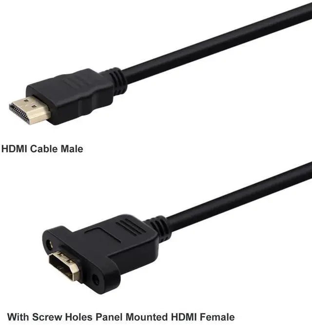 Alt view image 3 of 6 - AOMOPROING 4K HDMI Cable Male to Female High Speed HDMI Extension Cable, with Screw Holes Panel Mounted HDMI Expansion Cable Suitable for Blu Ray Players, HDTV, Xbox360, 3D TV (1.5FT)