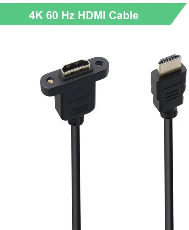 Alt view image 6 of 6 - AOMOPROING 4K HDMI Cable Male to Female High Speed HDMI Extension Cable, with Screw Holes Panel Mounted HDMI Expansion Cable Suitable for Blu Ray Players, HDTV, Xbox360, 3D TV (1.5FT)