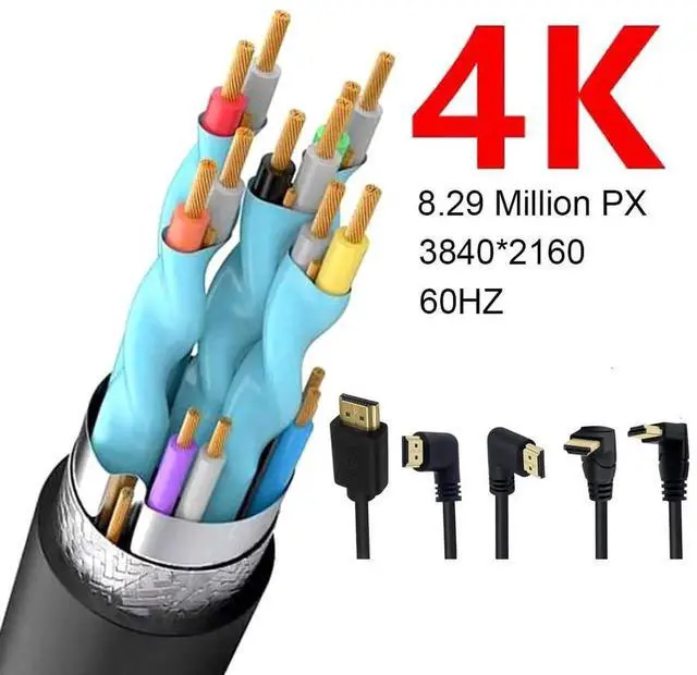 Alt view image 2 of 6 - AOMOPROING 2ft 18Gbps HDMI 4K@60Hz Cable, Left Angle HDMI 2.0 Male to Male HD High Speed Shield Cord for Xbox HDTV PS4 PS5 Switch