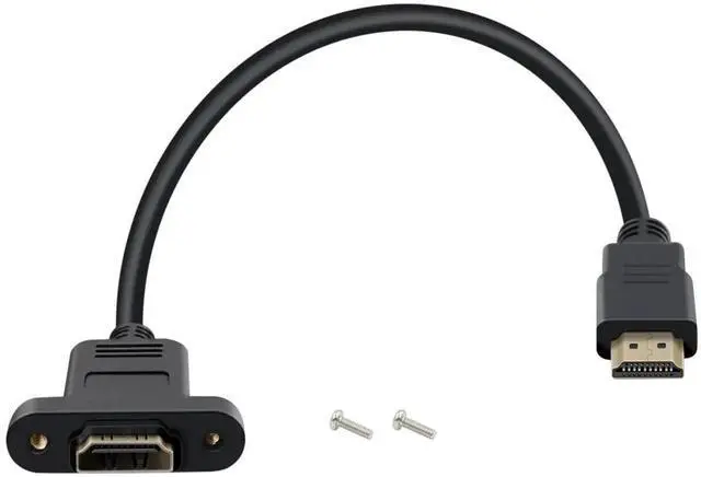 Main image of AOMOPROING 4K HDMI Cable Male to Female High Speed HDMI Extension Cable, with Screw Holes Panel Mounted HDMI Expansion Cable Suitable for Blu Ray Players, HDTV, Xbox360, 3D TV (1FT)