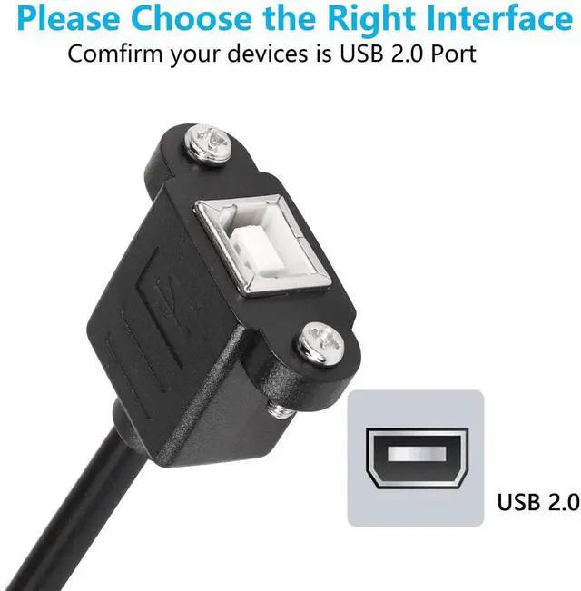 Alt view image 2 of 7 - Aomoproing USB C Printer Cable, USB C to USB B Printer Cable, USB B 2.0 Female to USB C Male Printer Cable with Panel Mount Screw Holes for Printers, MIDI Controller DJ Controller(Panel Mount - 0.3M)