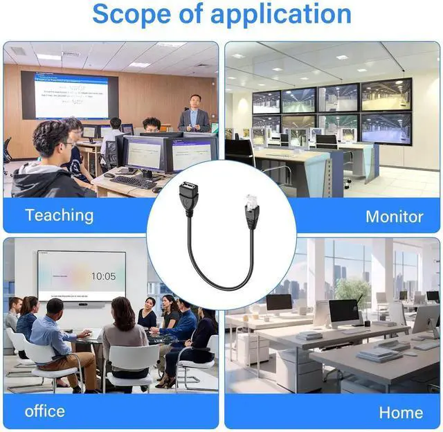Alt view image 3 of 7 - Aomoproing USB to RJ45 Ethernet Cable 2 Pcs USB Female to RJ45 8P4C Ethernet Male Extension Cable for Router,ADSL Modem,Camera etc