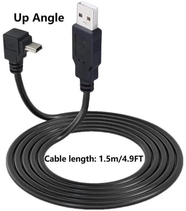 Alt view image 5 of 6 - Aomoproing 90 Degree Mini USB Cable Angle Mini 5pin USB B Male to USB 2.0 Male Data Sync Charging Extension Cable for GPS Dash Cam Black Up Angle 4.9FT