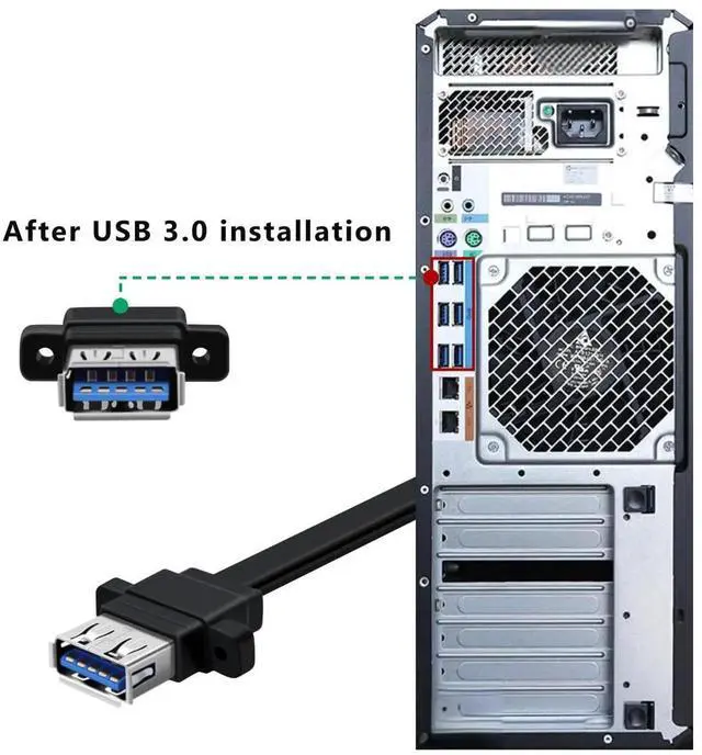 Alt view image 2 of 6 - Aomoproing USB 3.0 Front Panel Cable 5Gbps USB 3 0 Header Extension Cable 19/20 Pin USB 3.0 Front Panel Extension with Panel Mount Holes (50 cm)