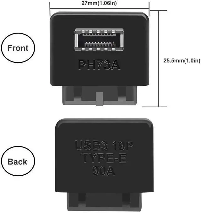 Alt view image 5 of 5 - Aomoproing USB 3.2 Gen 1 to USB 3.2 Gen 2 Header Adapter, USB 3.1 Type-E Key-A to USB 3.0 20 Pin Header Converter for Type C Motherboard (Standard Type)