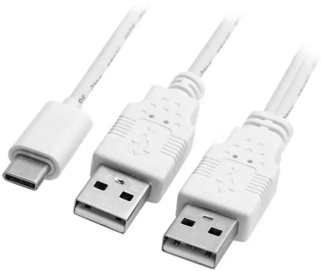Alt view image 2 of 6 - Aomoproing USB 3.1 Type C USB-C to Dual A Male Extra Power Data Y Cable 480Mbps Speed Compatible for Cell Phone & Hard Disk