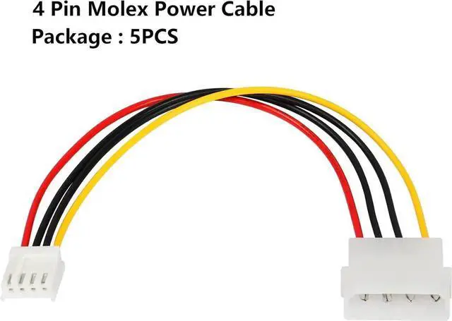 Alt view image 2 of 6 - Computer Molex 4 Pin Power Supply Extension Cable, 8 Inch IDE Power to Floppy Drive Power Interface Cable. 5-Pack (4Pin)