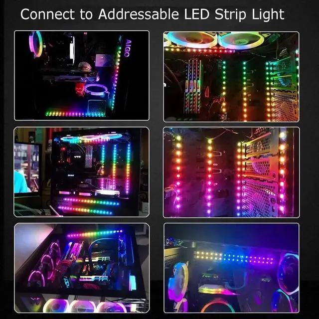 Alt view image 7 of 7 - ARGB Splitter Cable, 5V 3 Pin Addressable RGB Splitter Cable with SM 3 Pin Male Connector for Computer Chassis, 1 to Dual ARGB Cable, 11.8 Inches, 2 Pack (1 to 2 ARGB Spliter Cable (Male))