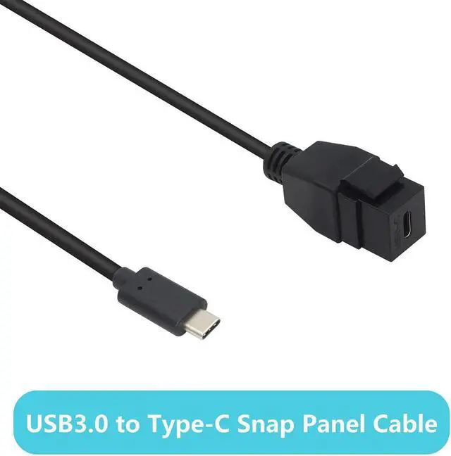 Alt view image 2 of 7 - Aomoproing USB-C Keystone Jack Adapter, Male to Female, Panel Mount, USB-C Pigtail Extension, Keystone-to-Cable Converter, Black