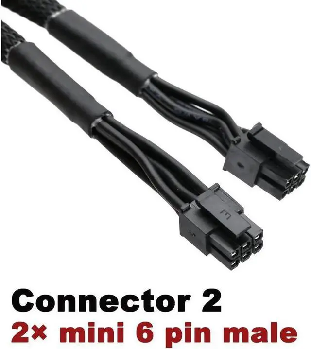 Alt view image 2 of 5 - Dual Mini 6 Pin to 8 Pin PCI Express Video Card Power Adapter Braided Sleeved Cable for Mac Pro Tower/Power Mac G5 15-inches(2Pack)