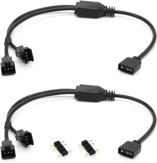 Main image of ARGB Splitter Cable, 5V 3 Pin Addressable RGB Splitter Cable with SM 3 Pin Male Connector for Computer Chassis, 1 to Dual ARGB Cable, 11.8 Inches, 2 Pack (1 to 2 ARGB Spliter Cable (Male))