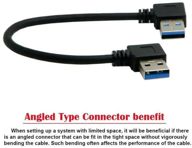 Alt view image 4 of 7 - Aomoproing USB 3.0 Type A Male 90 Degree Left Angled to USB 3.0 A Type Right Angled Extension Cable Dual Angled Type 20cm