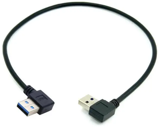 Alt view image 2 of 7 - Aomoproing USB 3.0 Type A Male 90 Degree Left Angled to USB 3.0 A Type Right Angled Extension Cable Dual Angled Type 20cm