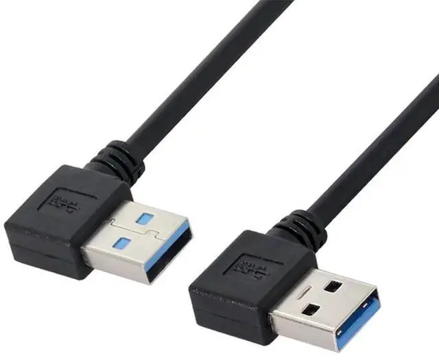 Alt view image 7 of 7 - Aomoproing USB 3.0 Type A Male 90 Degree Left Angled to USB 3.0 A Type Right Angled Extension Cable Dual Angled Type 20cm