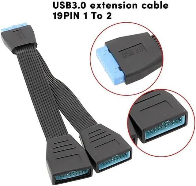 Alt view image 3 of 5 - Aomoproing   Motherboard USB Splitter Internal USB Hub 19 Pin USB 1 to 2 Splitter Cable 15CM