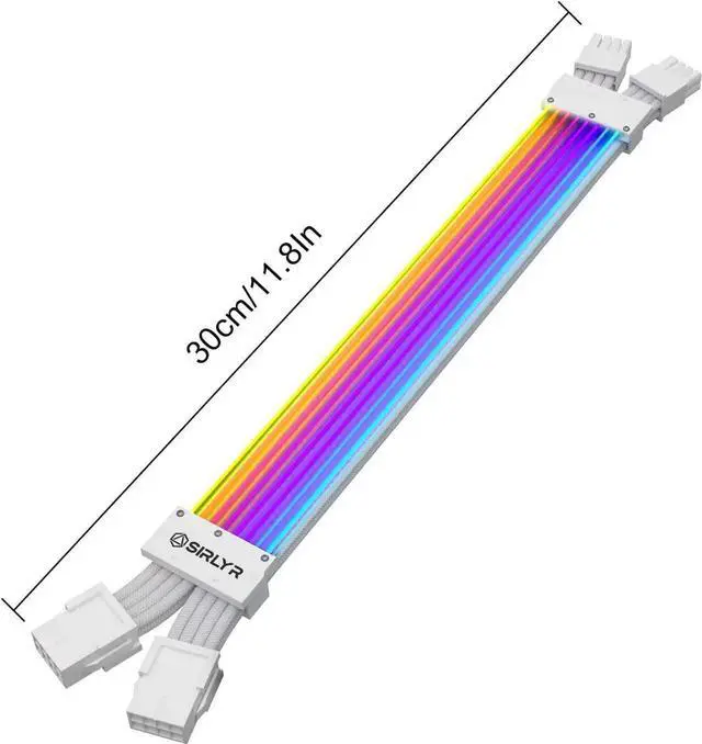Alt view image 5 of 6 - Aomoproing RGB PSU Cables,Full White ARGB GPU Power Supply Cable 2 * 8(6+2) Pin,Strimer Extension Cable Kit 5V 3Pin Synchronized,Customed White PC Chassis (White Connector A Style)