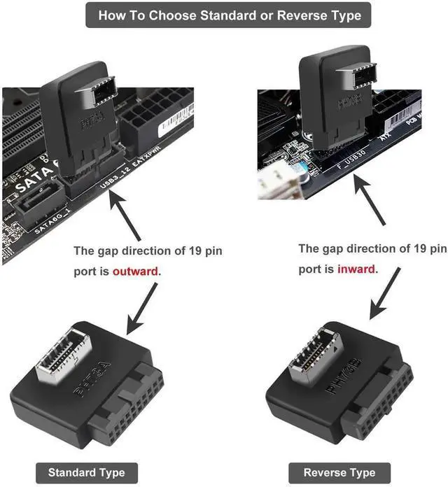 Alt view image 3 of 4 - Aomoproing USB 3.2 Gen 1 to USB 3.2 Gen 2 Header Adapter, USB 3.1 Type-E Key-A to USB 3.0 20 Pin Header Converter for Type C Motherboard (Reverse Type)