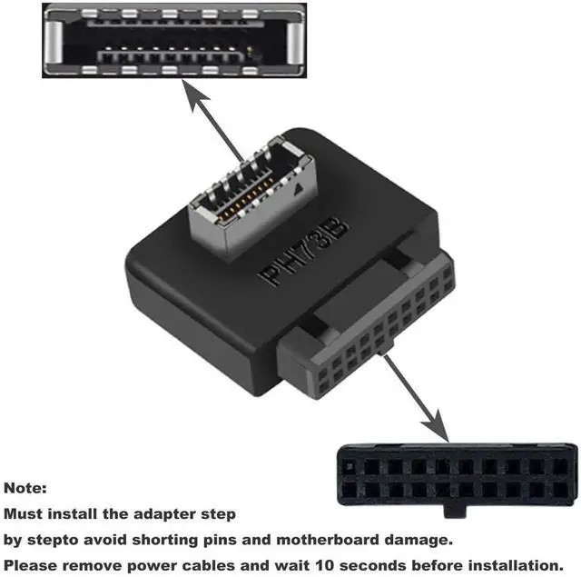 Alt view image 4 of 4 - Aomoproing USB 3.2 Gen 1 to USB 3.2 Gen 2 Header Adapter, USB 3.1 Type-E Key-A to USB 3.0 20 Pin Header Converter for Type C Motherboard (Reverse Type)