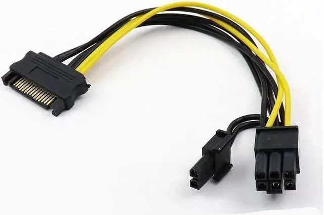 Alt view image 2 of 4 - 15 Pin SATA Male To 8pin(6+2) PCI-E Male Video Card Power Supply Adapter Data Cables SATA To PCI Express Power Adapter Cable