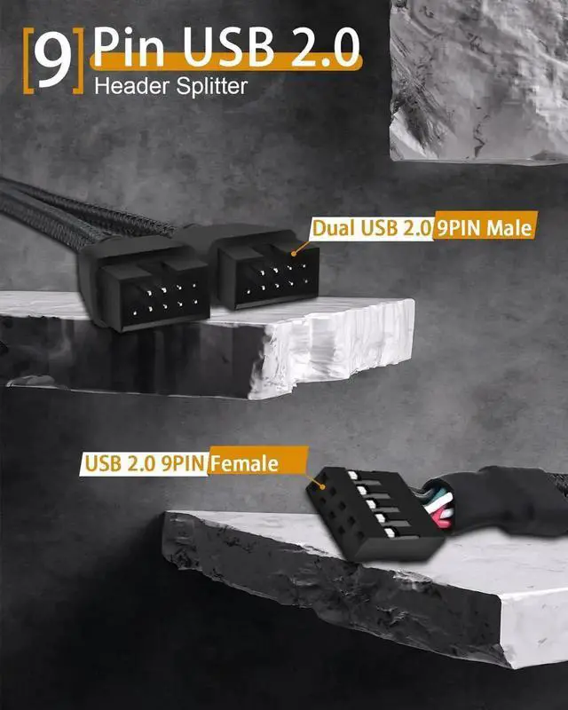 Alt view image 5 of 7 - Aomoproing USB Header Splitter, Motherboard 9 Pin USB 2.0 to Dual 9 Pin Extension Header Cable for PC Computer Internal Motherboard USB Hub (Pack of 2)