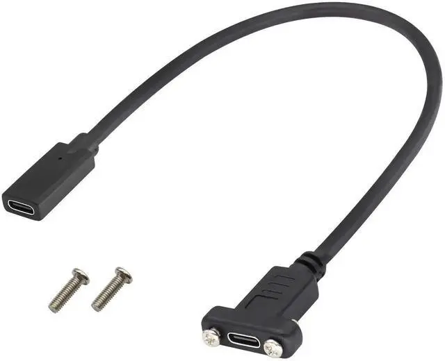 Main image of Aomoproing 3.1Type C to USB C Panel Mount Screw Cable Gen 2 (3A) USB 3.1 Type C Female to Female Panel Mount Cable, Supports Charging,Data,Audio,Video Cable for Laptop,Tablet,Mobile Phone(0.3M/1ft)