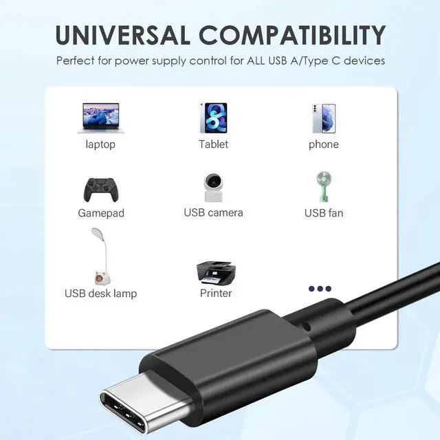 Alt view image 2 of 7 - Aomoproing USB Type C Switch Charging Cable 2 Pack USB A to USB C Male to Male Power Cord with 501 On Off Switch USB to USB-C Adapter Wire for LED Desk Lamp, USB Fan, LED Strips Lighting, 3 Feet