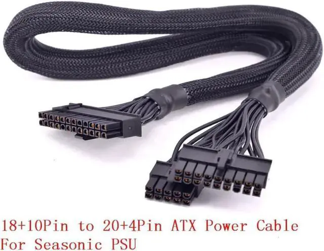 Alt view image 3 of 3 - PSU Modular 18+10pin to 24Pin 20+4Pin ATX Power Supply Cable with Net for Seasonic KM3 Series X-750 X-850 SS-1050XP3 M12II Evo Series 520 620 650 750 850 Snow Silent 750 1050 FOCUS PLUS Gold