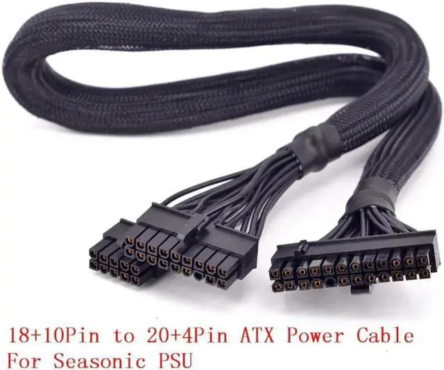 Alt view image 2 of 3 - PSU Modular 18+10pin to 24Pin 20+4Pin ATX Power Supply Cable with Net for Seasonic KM3 Series X-750 X-850 SS-1050XP3 M12II Evo Series 520 620 650 750 850 Snow Silent 750 1050 FOCUS PLUS Gold