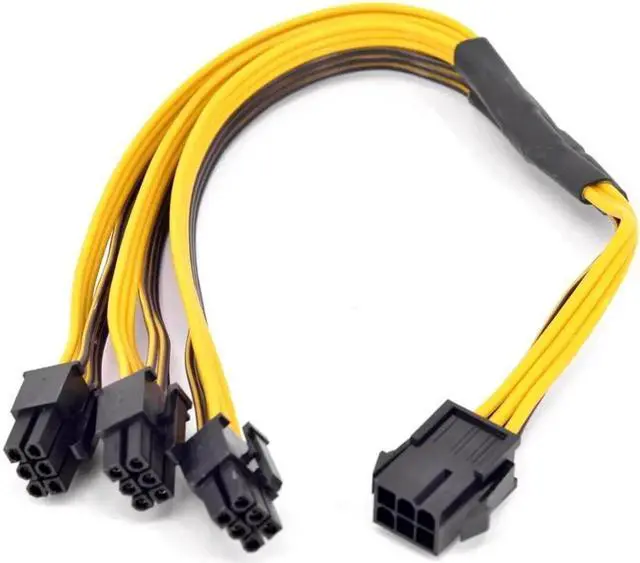 Main image of PCIe GPU 6pin Port Multiplier PCIe Graphics card 6 Pin 1 to 3 ways Female to Male Extension Cable DIY BTC Power Supply Cord