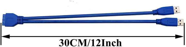 Alt view image 6 of 7 - Aomoproing 2 Port USB 3.0 Splitter Adapter Cable Dual Port USB 3.0 A Male to 20 Pin Motherboard Header Extension Cable for USB Ports Directly to Computer Motherboard Cable(30cm/12inch-USB M)