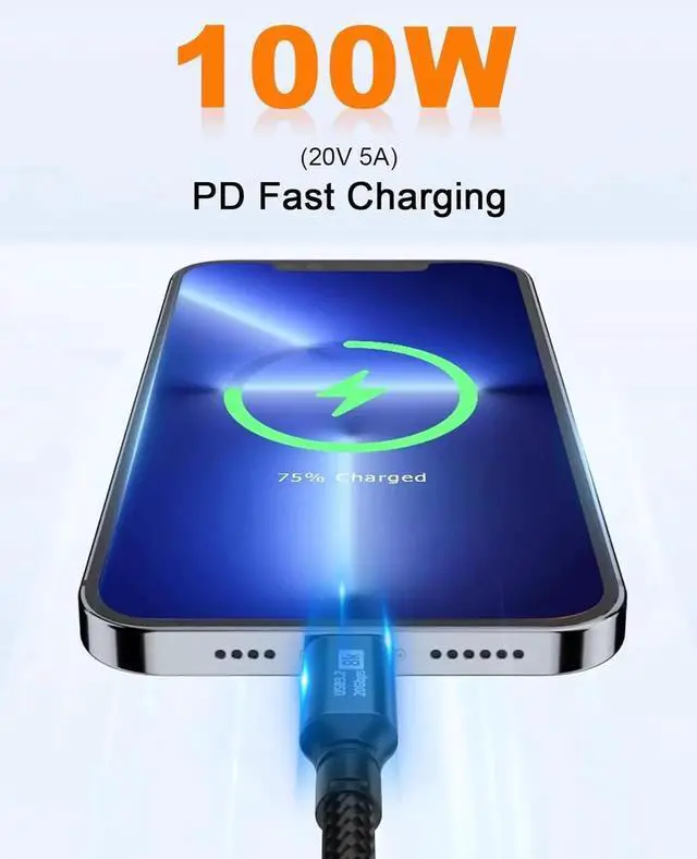 Alt view image 5 of 7 - Aomoproing Short USB C to USB C Cable 1.5ft, 20Gbps Data Transfer & 100W USB 3.2 Gen 2 Type C to Type C Fast Charger Cable Nylon Braided Support 8K@60Hz Video for Thunderbolt3, MacBook Pro