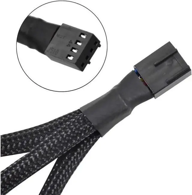 Alt view image 3 of 4 - 3 Pack PWM Fan Splitter, Black Sleeved Braided Y Computer Fan Splitter,4 pin Fan Adapter Cable, CPU Fan Splitter 1 to 3 Converter,Fan Extension Power Cable.(1 to 3)