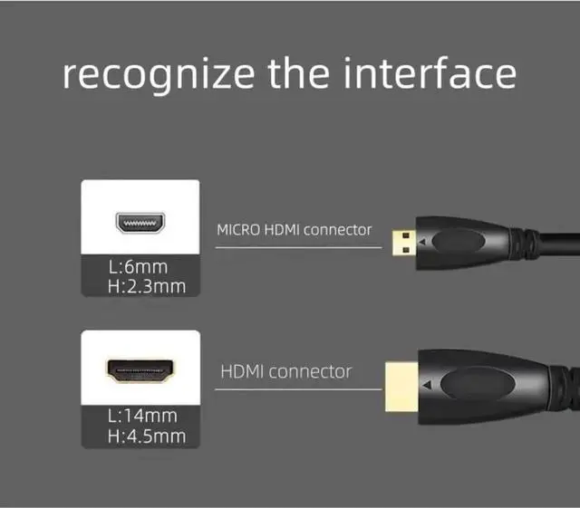 Alt view image 3 of 7 - AOMOPROING Micro HDMI to HDMI Adapter Cable, 10.2Gbps High-Speed, 4K@30Hz, 1080p, Ethernet Ready, 3.3Ft, Black,2-Pack