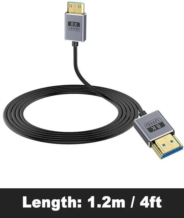 Alt view image 5 of 7 - 8K Mini HDMI to HDMI Cable, 48Gbps Mini HDMI Male to HDMI Male Cable, Ultra Thin Mini HDMI Cord OD2.5mm, Support 8K@60Hz, 4K@240Hz, Dynamic HDR, eARCg for Laptop,Tablet,HDTV,Projector 4FT/1.2M