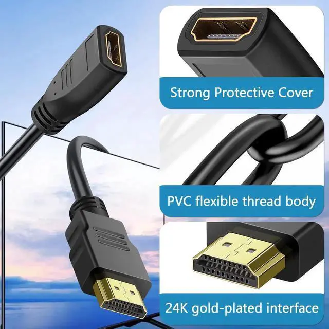 Alt view image 4 of 7 - AOMOPROING 16 Feet HDMI Extender Cable, 2 Pack HDMI Adapter Cable, 1080P Video Cord for HDTV, Monitor, PC, Laptop, Projector