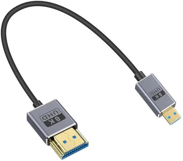 Main image of 8K Short Micro HDMI to HDMI Cable 1ft, 48Gbps HDMI to Micro HDMI 2.1 Cable Male to Male Support 8K@60Hz, 4K@240Hz and HDR Support, for Cameras, DSLRs, Camcorders, Portable Screens and Monitors