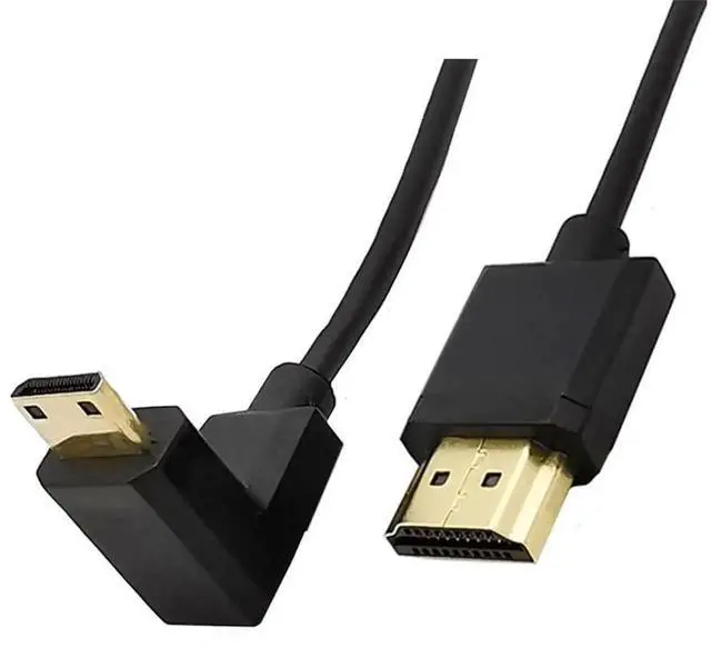 Alt view image 6 of 6 - AOMOPROING 3.9 Feet Mini HDMI to HDMI 4K@60Hz Coiled Cable, Downward Angle Mini HDMI 2.0 Male to HDMI 2.0 Male High Definition Adapter Converter Spiral Spring Cord, 18Gbps High Speed