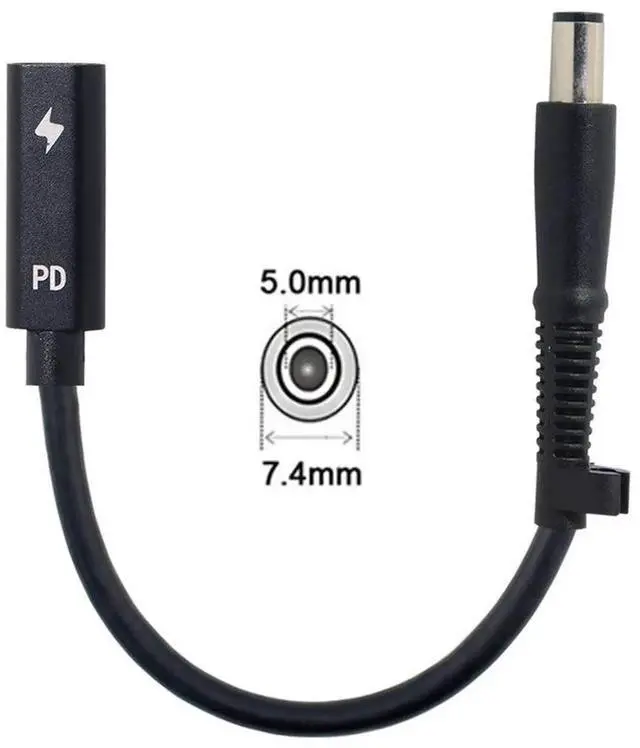 Alt view image 6 of 7 - Aomoproing Type C USB-C Female Input to DC Power PD Charge Cable fit for Laptop 18-20V (7.4x5.0mm)