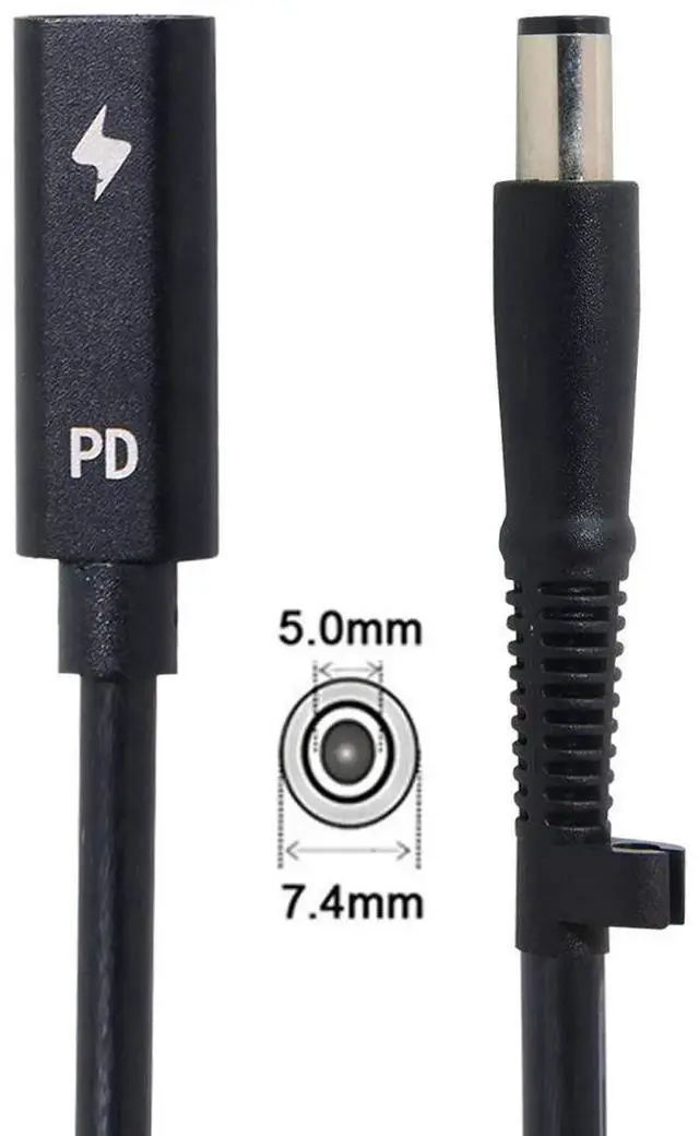 Alt view image 3 of 7 - Aomoproing Type C USB-C Female Input to DC Power PD Charge Cable fit for Laptop 18-20V (7.4x5.0mm)
