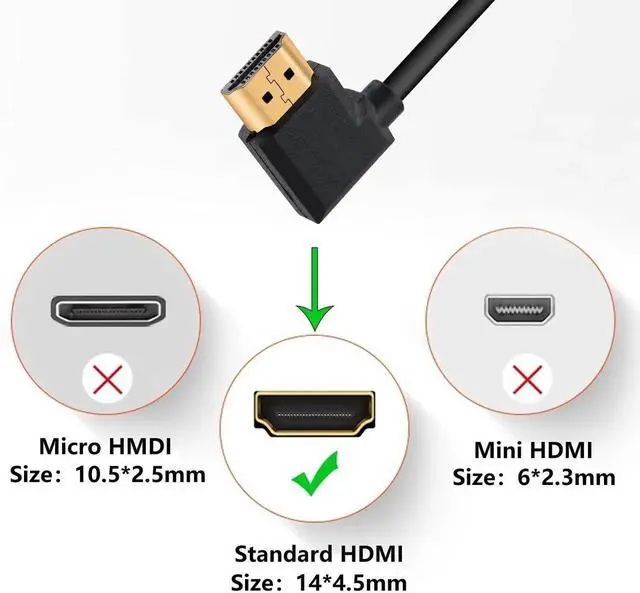 Alt view image 2 of 7 - AOMOPROING 4K HDMI Cable 1.4,90 Degrees Angle HDMI Male to Male Cable 4k@30Hz,Gold-Plated Connector,Support ARC, 3D, Ethernet,for HD TV, Lactop, PC,Projector-Black(1m/3.2Ft) (Black - Right to Right)