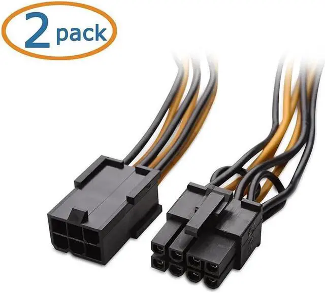 Alt view image 4 of 4 - Aomoproing (2-Pack) 6-Pin PCIe to 8-Pin PCIe Adapter Power Cable - 4 Inches
