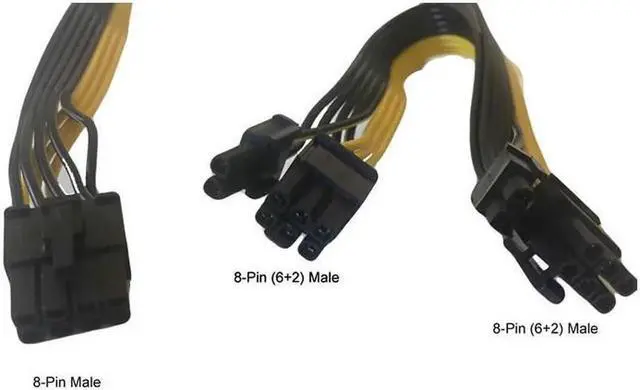 Alt view image 4 of 4 - 30-inch 8-Pin PCIe Male to Dual PCIe 8-Pin (6+2Pin) Male Graphics Video Card Cable Adapter
