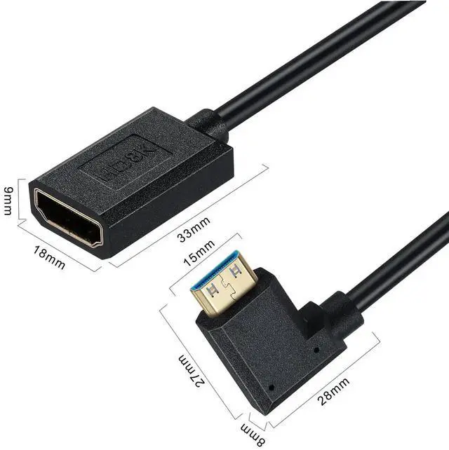 Alt view image 7 of 7 - AOMOPROINGMini HDMI to HDMI Coiled Cable, 90 Degree Angle High Speed Mini HDMI Male to HDMI 2.1 Female Spiral Adapter Cord 8K 60hz 4K 120Hz for Camcorder, HD TV, PC and More (mini HDMI Left Angle) 4FT